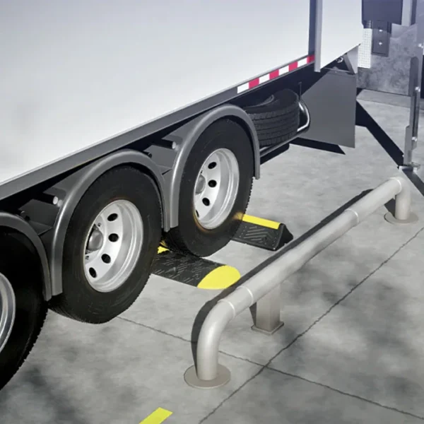 HGV Truck Wheel Stopper in use